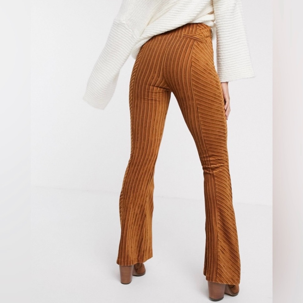 Free People Slim Pull-On Velvet Flare Trousers